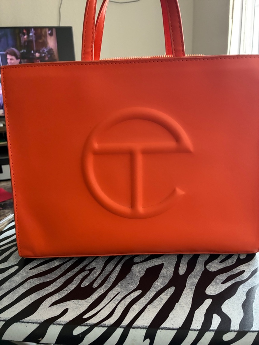 Telfar Bright Orange Embossed Logo Tote